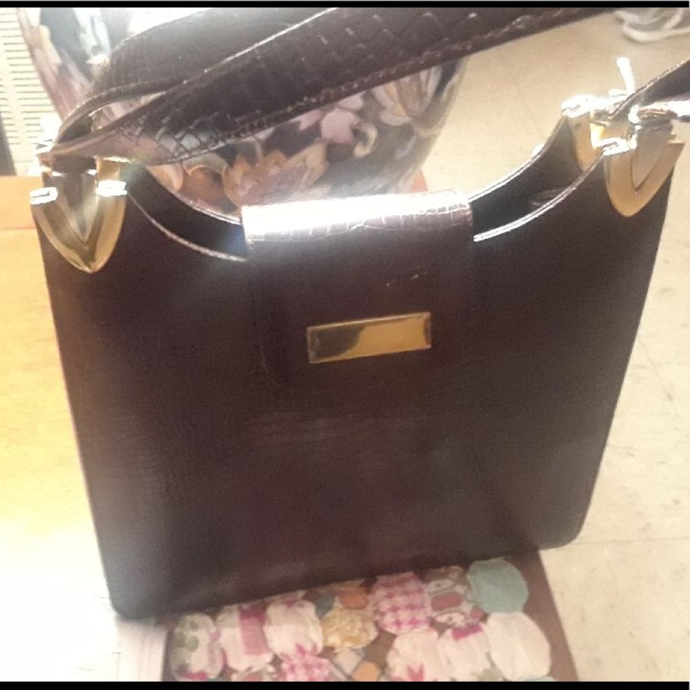 Faux croc brown purse